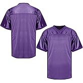 MESOSPERO Blank Football Jersey,Men's 90s Hip Hop for Party Practice Sports T-Shirt Black White Red Green S-3XL(#Blank-Purple,XX-Large)