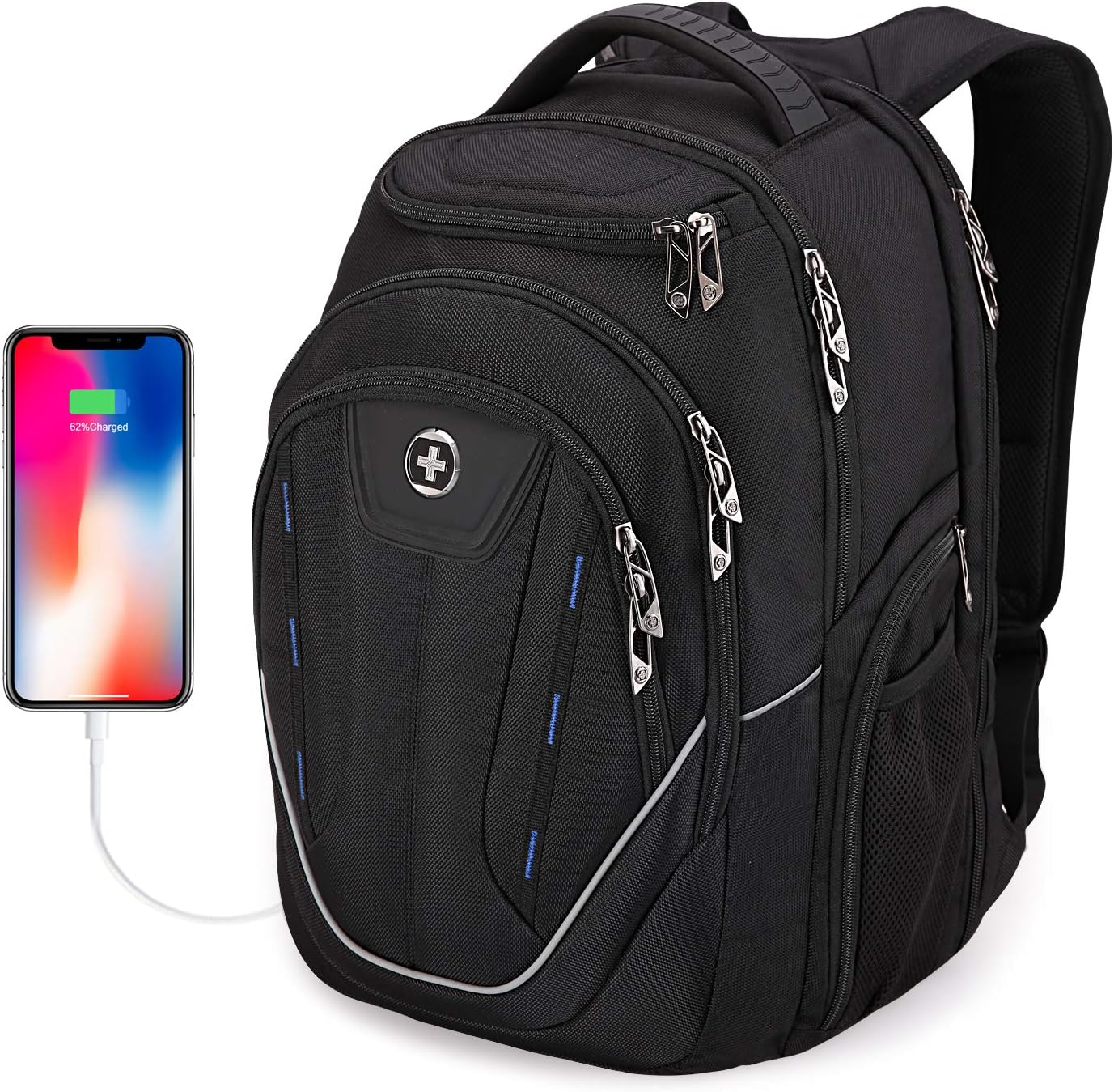 Extra Large Backpack, Swissdigital TSA Friendly Business Laptop Backpack for Men&Women with USB