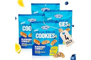 Cooper Street Italian Biscotti Cookies - Twice Baked Biscotti Style Cookie Biscuits in Delicious Blueberry Lemon Flavor | Crispy, Light and Healthy Cookies | Peanut & Dairy Free | 5oz | 4 Pack