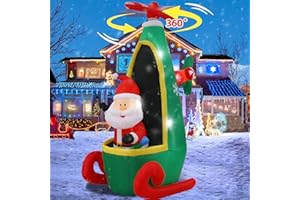 Wortade 8FT Christmas Inflatables Santa Claus Helicopter Outdoor Decorations, Christmas Decorations Outdoor with LED Lights, Christmas Blow Up Yard Decorations for Home Yard Garden Party