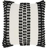 SARO LIFESTYLE Textured Stripe Woven Poly Filled Throw Pillow