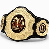 HANDSY Die Cast Heavy Championship Belt Adult &ndash; Real Leather Trophy Belt for Sports, Awards, Gifts, Events, and Wrestling