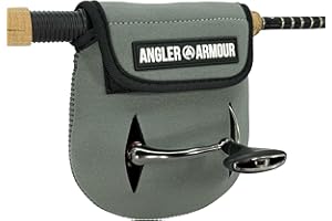 SAVAGE ANGLER Angler Armour Spinning Reel Cover, Fishing Reel Cover, Neoprene Spinning Reel Case, Spinning Reel Sleeve, Spinning Reel Protective Pouch, Fits 1000, 2000, 3000, 3500 Series Reels (Gray)