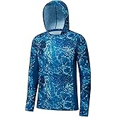BASSDASH Men’s UPF 50+ Fishing Hiking Camo Hoodie Shirt with Face Mask Lightweight Neck Gaiter Long Sleeve