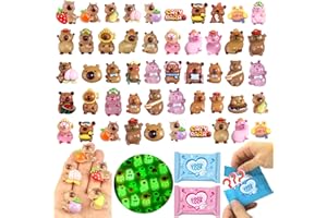 CIYOJA 50 Pcs Random Mini Capybara with Glow in the Dark Feature, Individually Packaged Blind Bags – Cute Collectible Resin Toys for Kids, Fairy Gardens, Desk Decor, Party Favors, and Creative DIY Projects