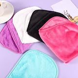 Lanjue 5 Pack Makeup Remover Cloths Flannel 15.75x7.87in Black Violet Red Green view 5