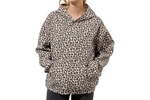 calbatic Oversized Leopard Print Hoodie for Women Men Long Sleeve Hooded Sweatshirts Cute Pullover with Pocket