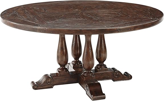 Circular Dining Kitchen Table Painted White With Natural Wooden