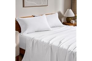 Bare Home Flannel Sheet Set 100% Cotton, Velvety Soft Heavyweight - Double Brushed Flannel - Deep Pocket (Queen, White)