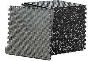ABBER Updated Non-Slip Bottom 0.6" 15 Pcs 60 SQ FT Rubber Top Gym Floor mat for Home Gym, 24" x 24" Thick Rubber Tiles, Inter