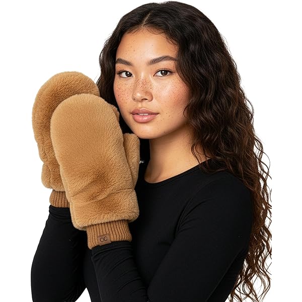 UGG Faux Fur Fingerless Mitten with Microfur Lining and Detachable