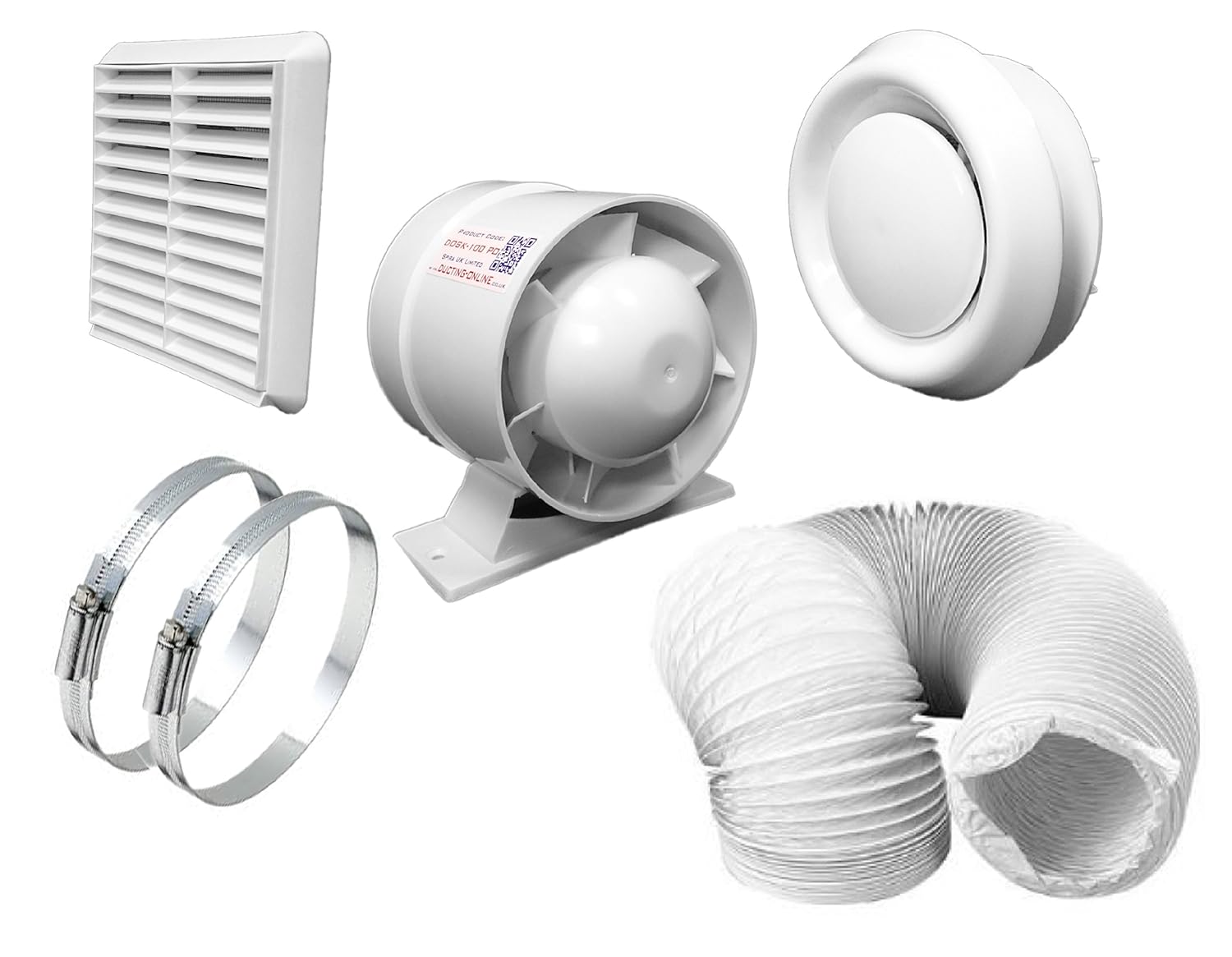 100mm 4" Dospel Inline Fan Bathroom/Toilet/Shower Room Extractor Fan