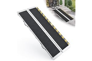 WheelX 6 Feet Portable Wheelchair Ramp, 600 LBS Capacity Folding Aluminum Threshold Ramp with Anti-Slip Surface, Mobility Access Handicap Ramp for Home Steps, Doorway, Stairs, Doorways, Scooter