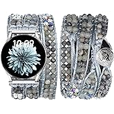 JR.DM Boho Beaded Handmade Braided Bracelet Band Women 20mm Compatible with Samsung Galaxy Watch 7/6/5/4/Active 2/4 Classic/6 Classic/5 Pro/FE 40mm 42mm 43mm 44mm 45mm 46mm 47mm