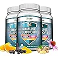 GreeNatr 7 in 1 Immune Support Supplement with Vitamin C, D3, Zinc 50mg, Quercetin, Echinacea Purpurea, Sambucus Elderberry and Ginger for Complete Immune Defense - 60 Capsules (3 Bottles)
