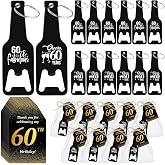 Maxcheck 50 Sets 60th Birthday Party Favors for Guests, 60th Bottle Opener Souvenirs Keychains Bulk with Thank You Cards and Organza Bags for Birthday Wedding Anniversary Souvenirs Gifts
