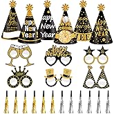Openfly 24Pcs New Years Eve Party Supplies 2026 Happy New Years Party Headband Hats New Year Glasses New Year Noise Makers