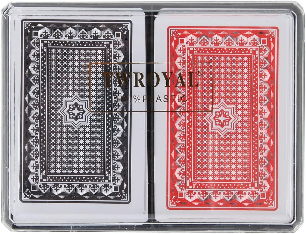 Home-X Plastic Playing Cards, Waterproof Cards. Set of 2 Decks (1 Red and 1 Black)