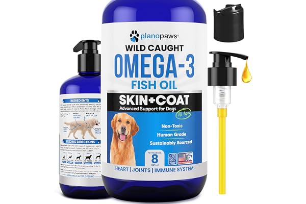 Omega 3 Fish Oil for Dogs – Liquid Fish Oil Supplement – Supports Skin & Coat, Joint Function & Overall Wellness – Easy to Se