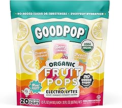 GoodPop - Electrolyte Hydration Assorted Flavor Freezer Ice Pops - 100% Fruit Juice, No Artifical Dyes or Flavors, No Added S