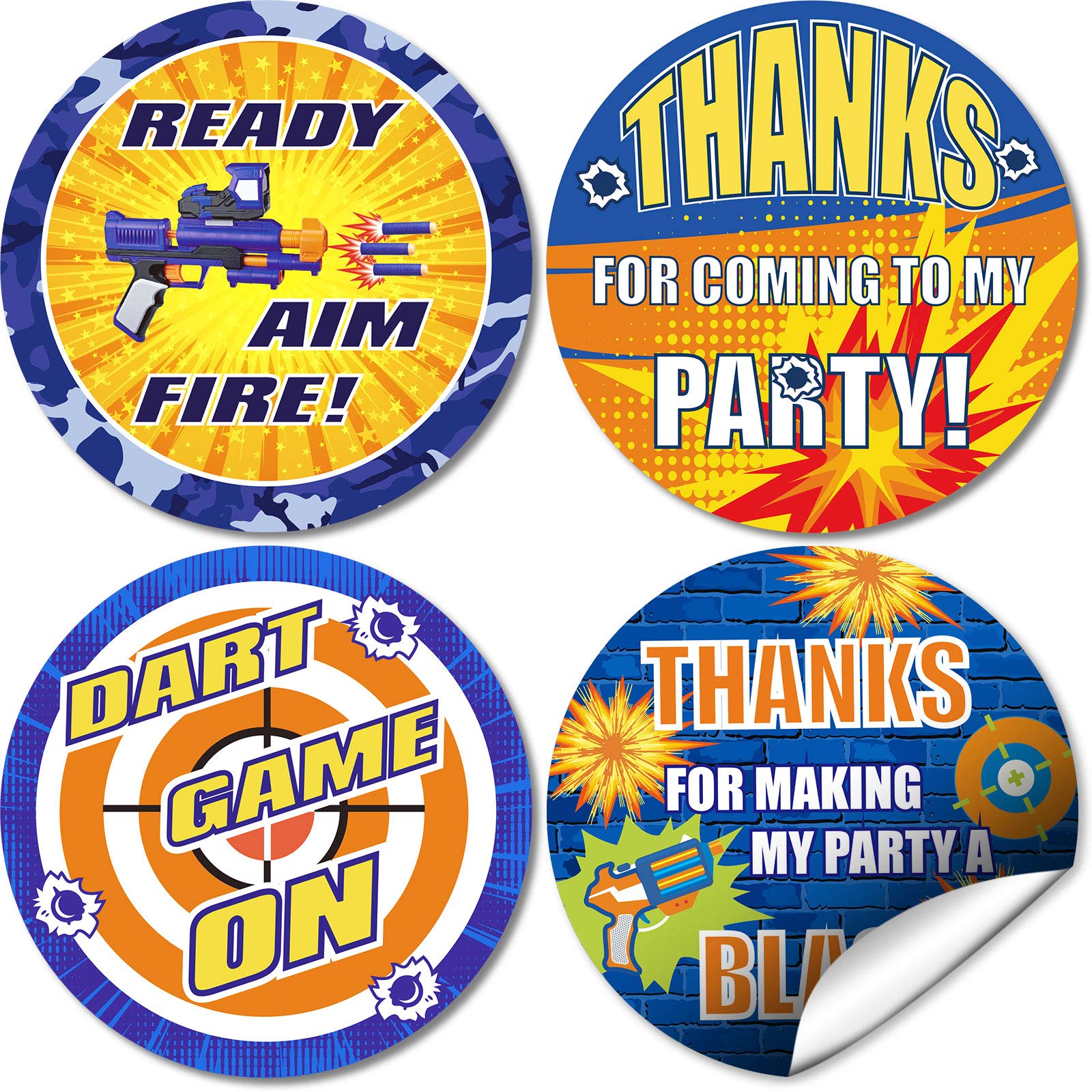 Photo 1 of Zonon 60 Pieces Dart Battle Stickers Birthday Party Stickers Dart Target Themed Labels Birthday Party Favors