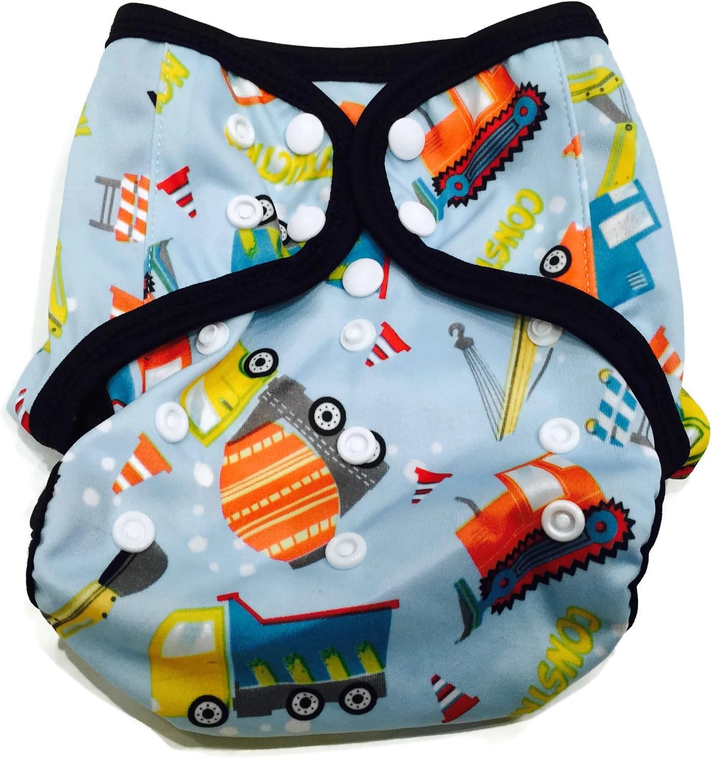 BB2 Baby One Size Printed Black Gussets Snaps Cloth Diaper Cover for Prefolds