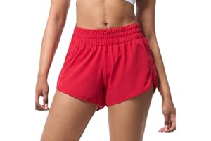 Aurefin Athletic Shorts for Women,Women's Quick Dry Workout Sports Active Running Track Shorts with Elastic and Zip Pockets