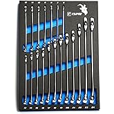 Capri Tools Combination Wrench Set with The Mechanic's Tray, Metric 6 to 24 mm, 19-Piece