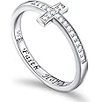 Inspirational Jewelry Sterling Silver Faith Hope Love Sideways Cross Ring, Size 5-10