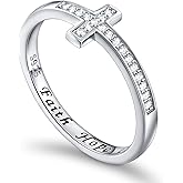 Inspirational Jewelry Sterling Silver Faith Hope Love Sideways Cross Ring, Size 5-10