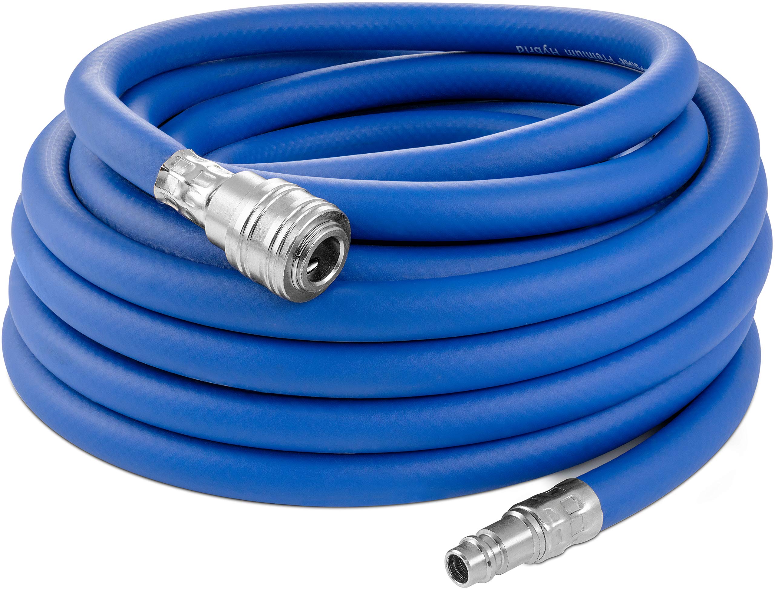 Poppstar Compressed air line Hose 10 m (Hybrid PVC Polymer, Euro Standard Quick couplings, up to 300 PSI), Compressor 3/8" air Hose, Blue — image 1