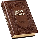 KJV Holy Bible, Giant Print Standard Size Faux Leather Red Letter Edition - Ribbon Marker, King James Version, Medium Brown (