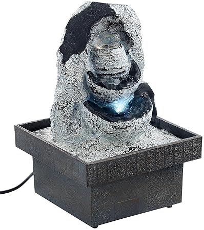infactory Tischspringbrunnen: Zimmerbrunnen Felsenquelle mit Pumpe und LED, ca. 20 cm (Beleuchteter Zimmerbrunnen)