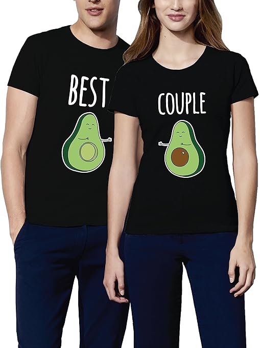 VIVAMAKE - Avocado Love - Partner-T Shirt Damen und Herren – 2 Stück - Couple-Shirt Geschenk Set für Verliebte – Pärchen-Gesc