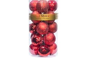 KI Store Red Christmas Balls 20pcs 3.15-Inch Christmas Tree Decoration Ornaments for Xmas Tree Holiday Wreath Garland Decor Ornaments Hooks Included