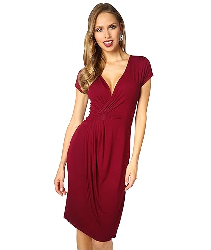 KRISP® Damen Jersey Stretch Wrap Kleid Wickelkleid