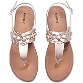 Veittes Women's Casual Flat Slide Sandals - Comfortable Slip-On with Ankle Strap,Round Open Toe lightweight Summer Beach Thong Sandals.