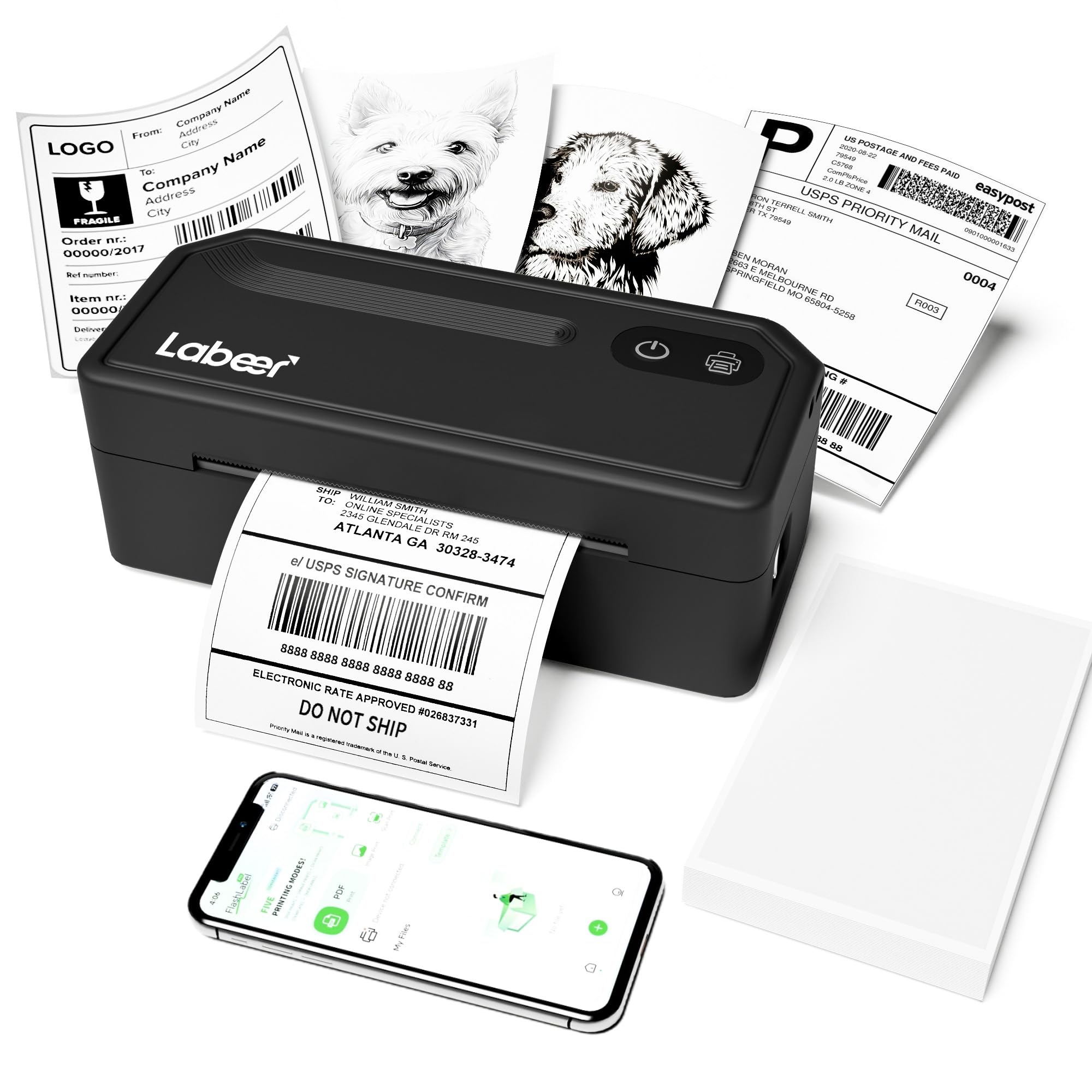 Photo 1 of Labeer Bluetooth Thermal Label Printer, 4x6 Wireless Label Printer for Shipping Packages, Small Business Office or Home, Compatible with Windows, Mac, Android, iOS, Shopify, Ebay, Etsy, UPS