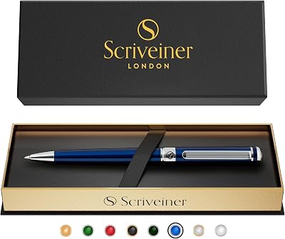 Scriveiner Midnight Blue Ballpoint Pen with Chrome Finish – Refillable Gift Set