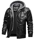 INVACHI Leather Jacket Men Motorcycle Biker Jacket