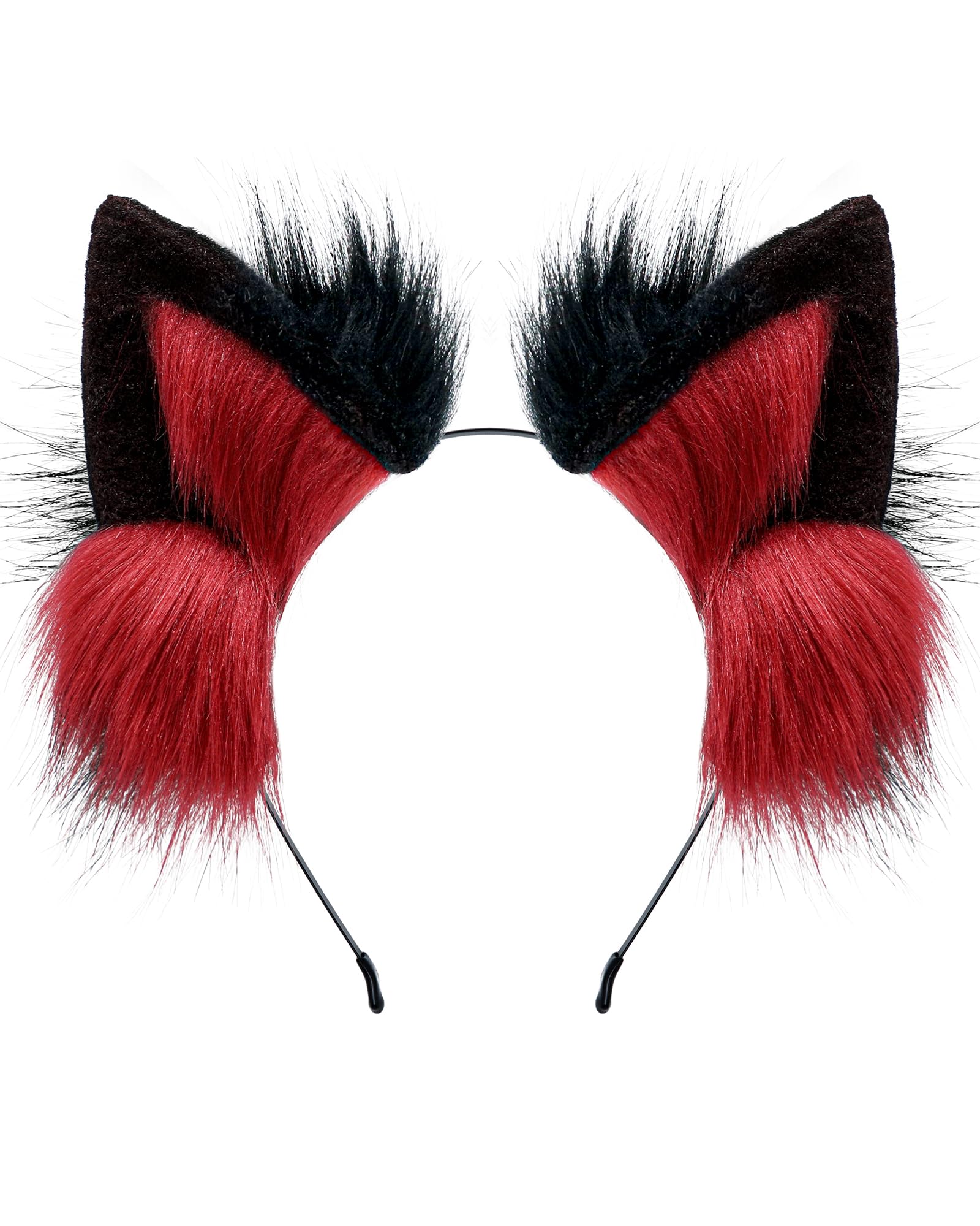 ZFKJERS Furry Fox Wolf Cat Ears Headband Adult Cosplay Costume Hair Accessory for Halloween (Red Black) — image 1