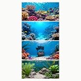 Ricomboo 4 Pack Aquarium Background, 24x12 Inch Polyester Cloth Decor for Fish Tank, Set of Undersea Coral Rock &amp; Plant D&eacute;cor Backgrounds, Aquatic Themed Decorations