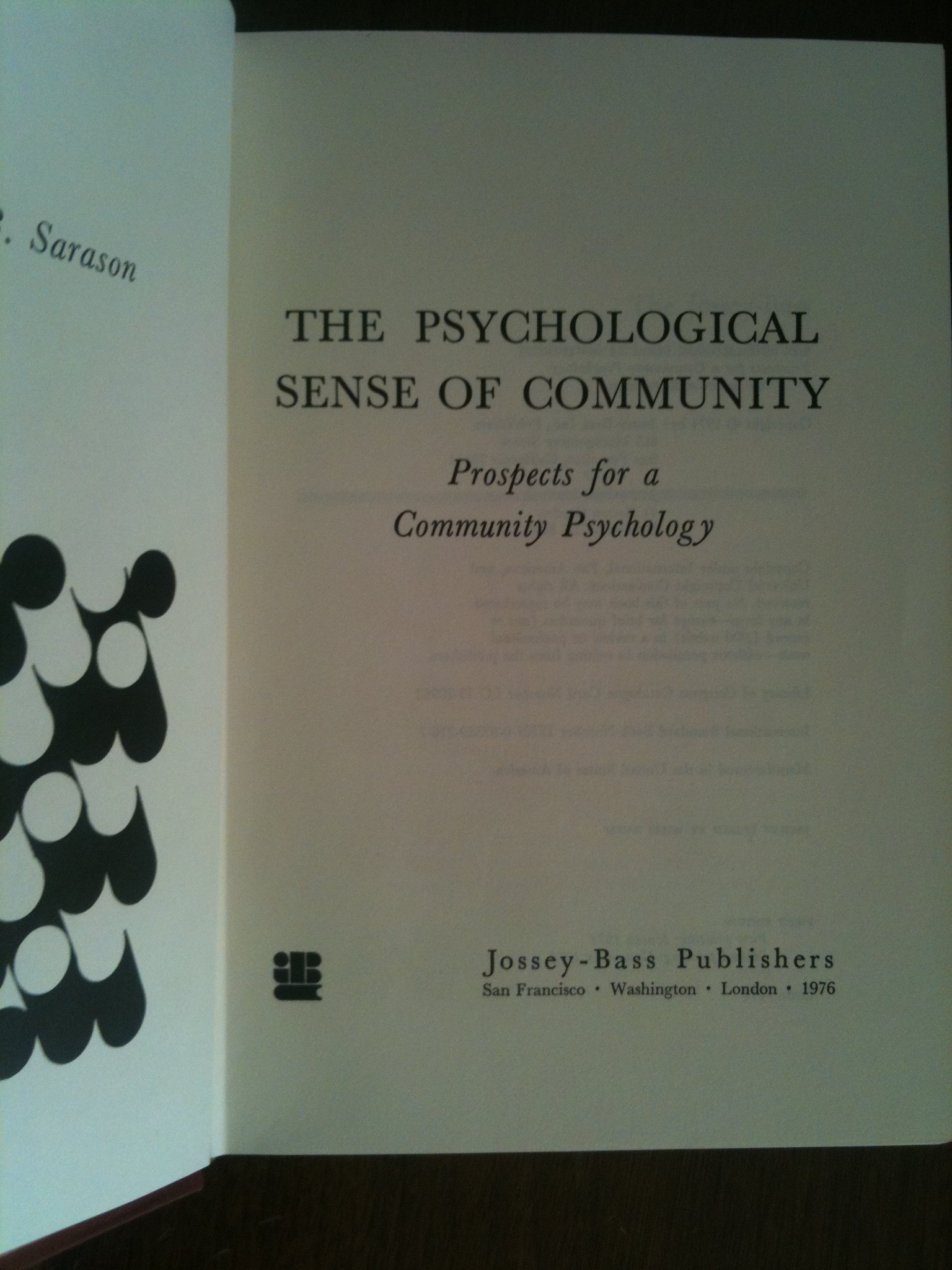 Psychological Sense Of Community Prospects For A Community Psychology Social And Behavioral Science Series Sarason Seymour Bernard 9780875892160 Amazon Com Books