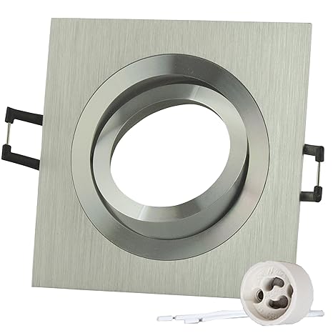 10x Lu-Mi® Einbaustrahler ALU Einbaurahmen'Silber' Eckig SD-1047 inkl. GU10 Fassung, schwenkbar