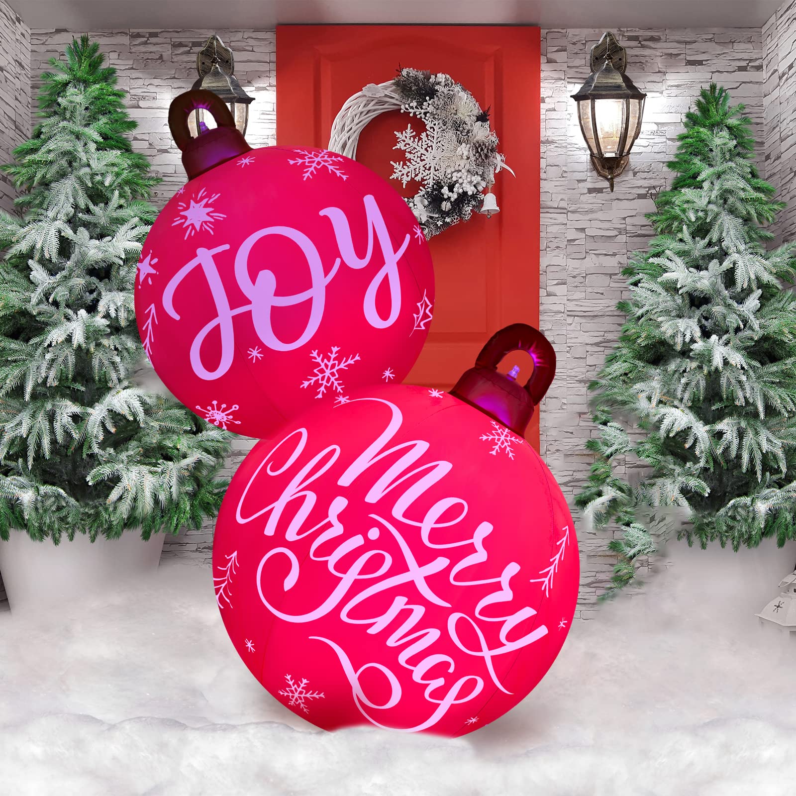 Photo 1 of Jetec 6 ft Giant Light up Inflatable Christmas Ball Decorated Ball Ornaments Christmas Inflatables Light up Balls Christmas Blow up Yard Decorations with Rechargeable LED Remote for Outdoor (Classic)