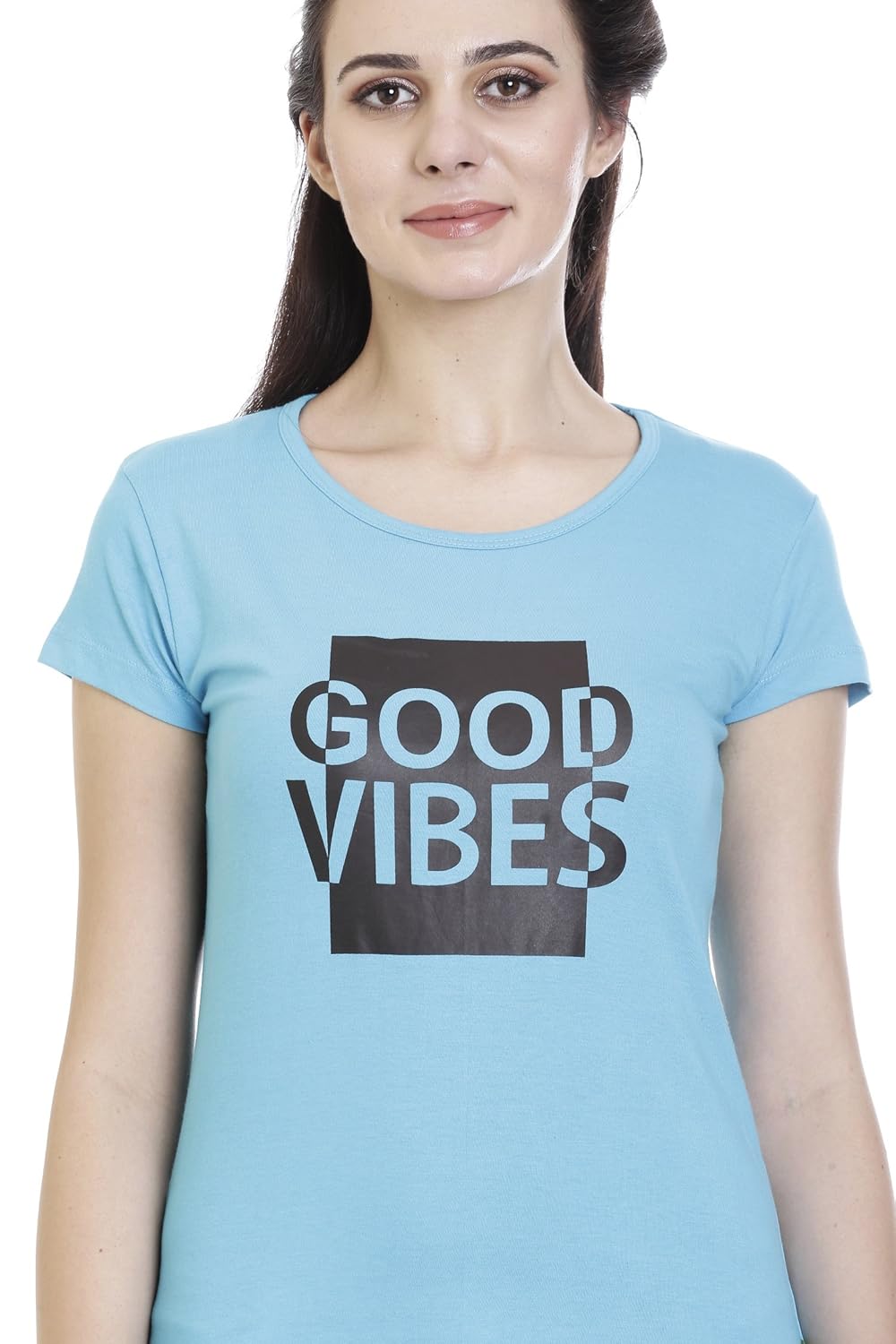 goldstroms solid women's round neck printed sports/yoga/casual t-shirt/top