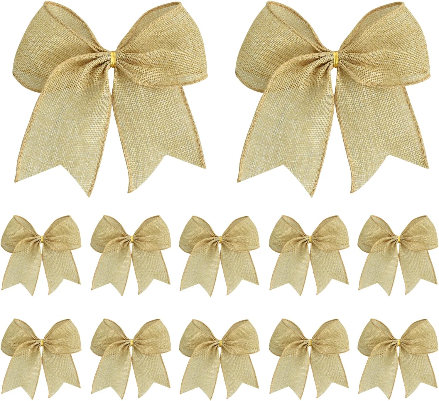 Bows & Ribbons - TONIFUL 12 Pieces Burlap Bows for Wreaths Small Natural Burlap Ribbon Wreath Bows Fall Christmas Tree Topper Bow for Front Door Gift Party Holiday Outdoor Indoor Decorations Ornaments Crafts 6 Inch