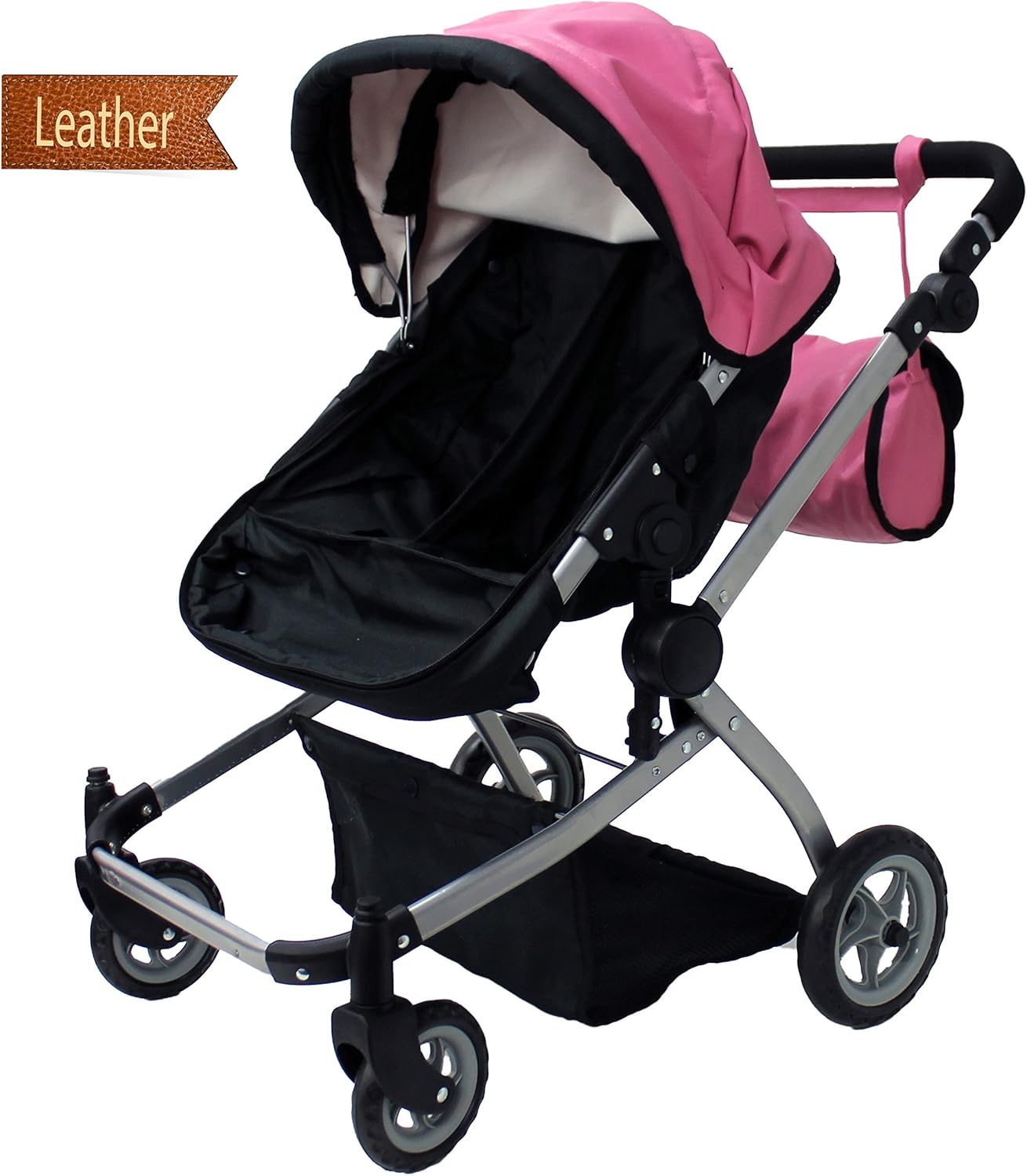 white leather pram with crystals