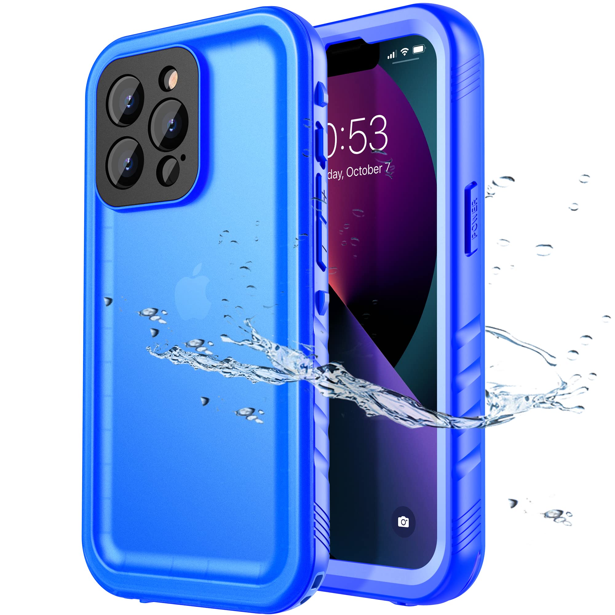 SPORTLINK for iPhone 13 Pro Waterproof Case - Shockproof Heavy Duty Front and Back Cover with [Built in Screen/Camera Protector] 360 Full Body Protective [Dustproof][IP68 Underwater]-Blue
