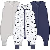 Toddler Sleep Sack with Feet, 0.5 TOG Organic Cotton Baby Sleeping Bag with Legs, Baby Wearable Blankets for Walkers w/ 2-Way Zipper, Baby Sleep Sack for Girls & Boys, Early Walker 18-36 Month